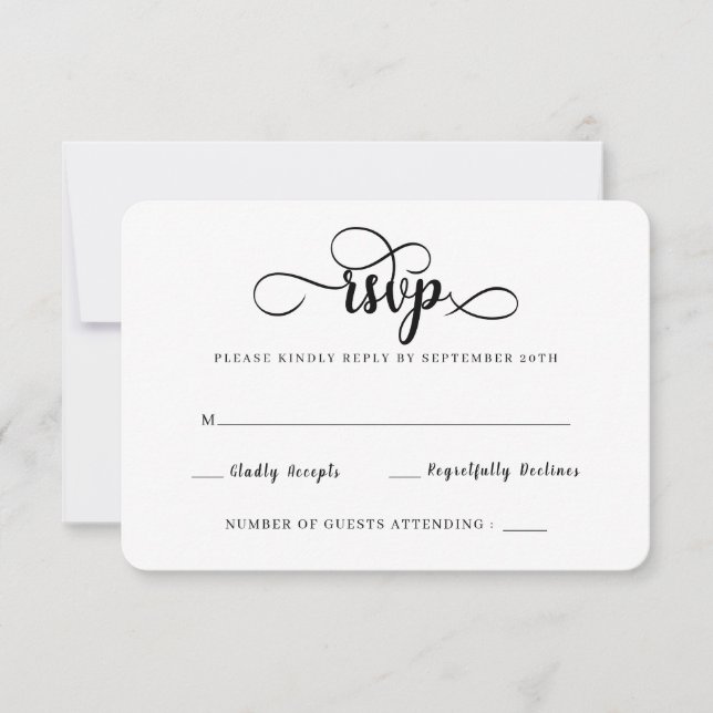 Modern Black and White Wedding RSVP Cards (Front)