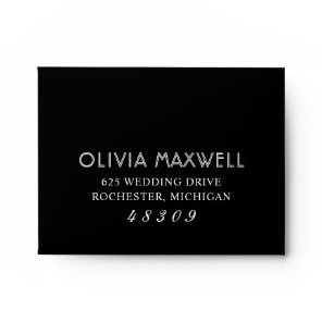 Modern Black and White Wedding RSVP Envelope