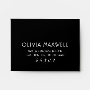 Modern Black and White Wedding RSVP Envelope