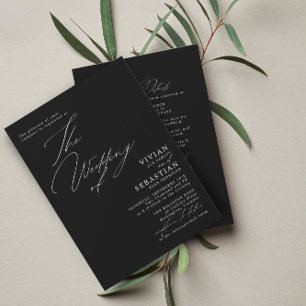Modern Black and White Wedding RSVP QR Code Invitation
