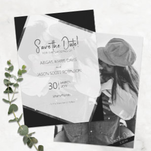 Modern Black and White Wedding Save the Date Invitation