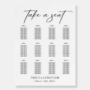 Modern Black and White Wedding Seating Charts Foam Board