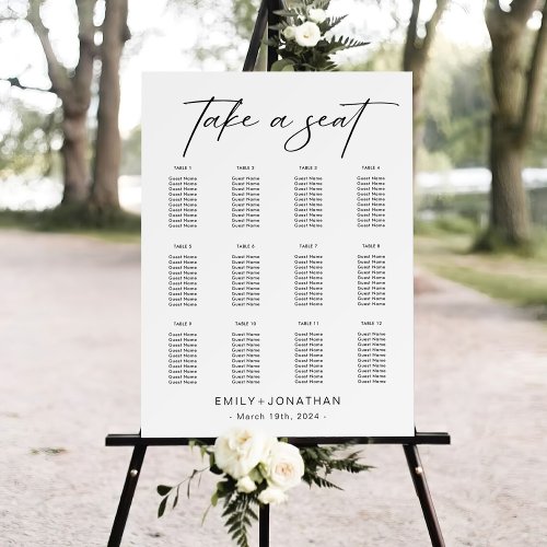 Modern Black and White  Wedding Seating Charts  Foam Board