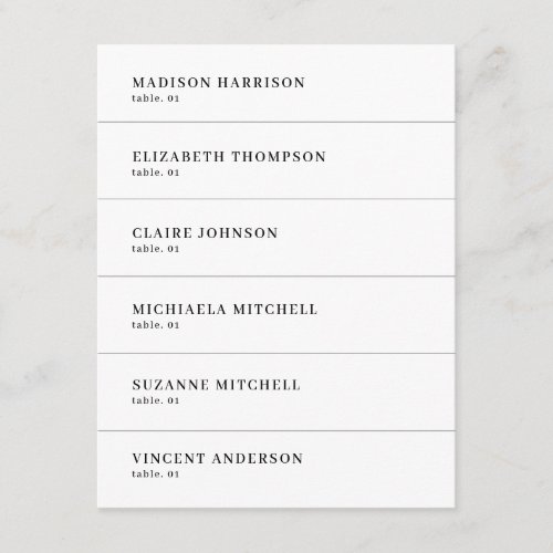 Modern Black and White Wedding Table Name Card DIY