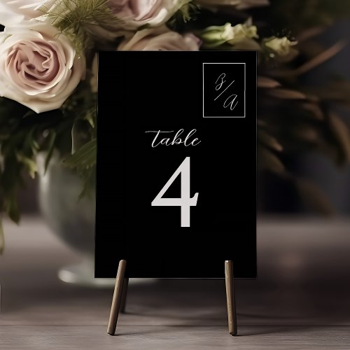 Modern Black and White Wedding Table Number