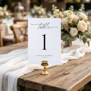 Modern Black and White Wedding Table Number Cards