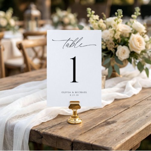 Modern Black and White Wedding Table Number Cards
