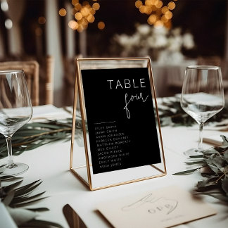 Modern Black and White Wedding Table Numbers