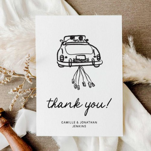 Modern Black and White Wedding Thank you Card