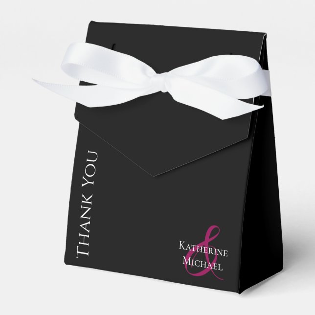 Modern Black and White-Wedding Thank you Favor Boxes (Front Side)