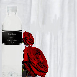 Modern Black And White Wedding Water Bottle Labels