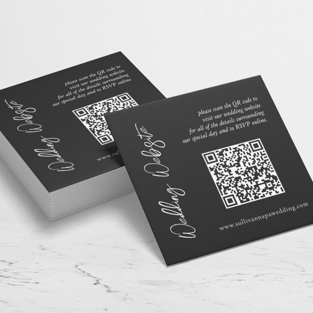 Modern Black And White Wedding Website Enclosure Note Card (Creator Uploaded)