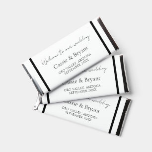 Modern Black and White Wedding Welcome Basket Hershey Bar Favors