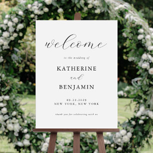 Modern Black and White Wedding Welcome Foam Board