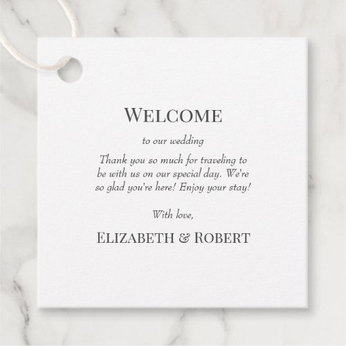 Modern Black and White Wedding Welcome Gift Tag