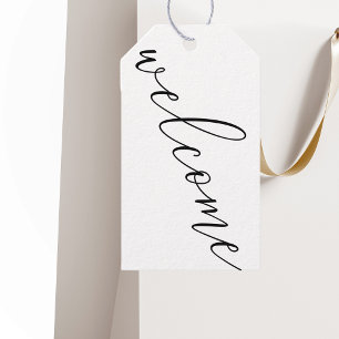 Modern Black and White Wedding Welcome Gift Tags