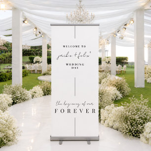 Modern Black and White Wedding Welcome Retractable Banner