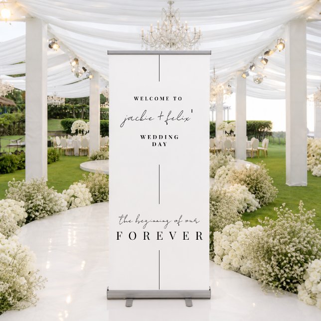 Modern Black and White Wedding Welcome Retractable Banner (Creator Uploaded)