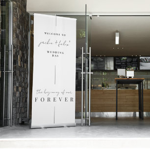 Modern Black and White Wedding Welcome Retractable Banner