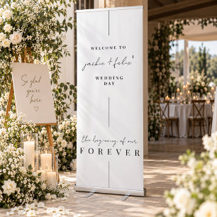Modern Black and White Wedding Welcome Retractable Banner