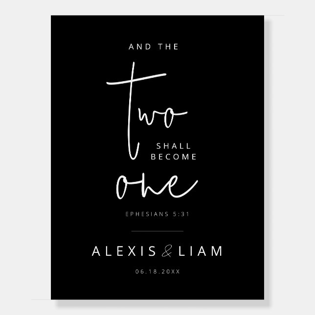 Modern Black and White Wedding Welcome Sign (Front)