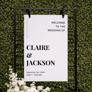 Modern Black and White Wedding Welcome Sign