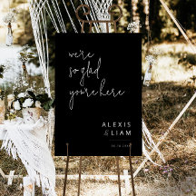 Modern Black and White Wedding Welcome Sign