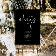 Modern Black and White Wedding Welcome Sign