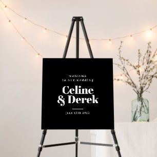 Modern Black and White Wedding Welcome Sign