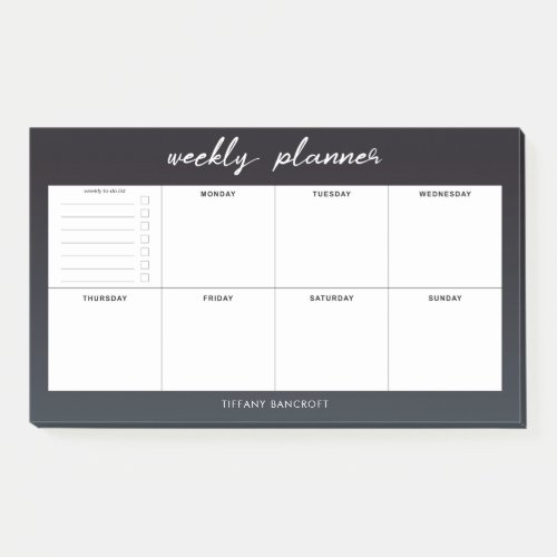 Modern Black and White Weekly Planner Post_it Notes