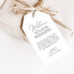 Modern Black and White Welcome Wddding Gift Tags<br><div class="desc">These stylish tags add a sophisticated flair to your thoughtful gifts for your loved ones. With their sleek design and warm welcome message, they convey your appreciation for sharing in your special day. Attach them to your wedding favors or welcome bags, and let your guests know how much their presence...</div>