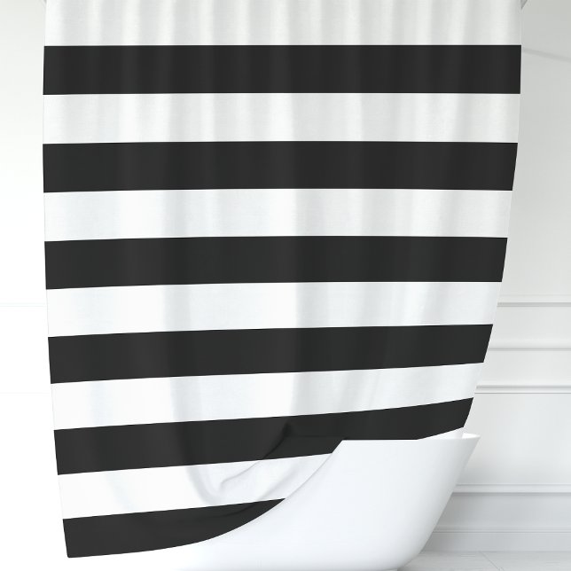 Modern Black and White Wide Stripes Shower Curtain (Creator Uploaded)