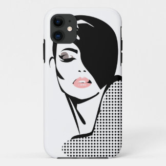 Modern black and white woman portrait minimalist iPhone 11 case