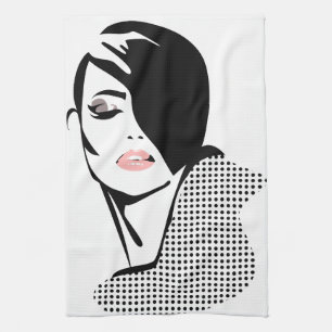 Modern black and white woman portrait minimalist towel