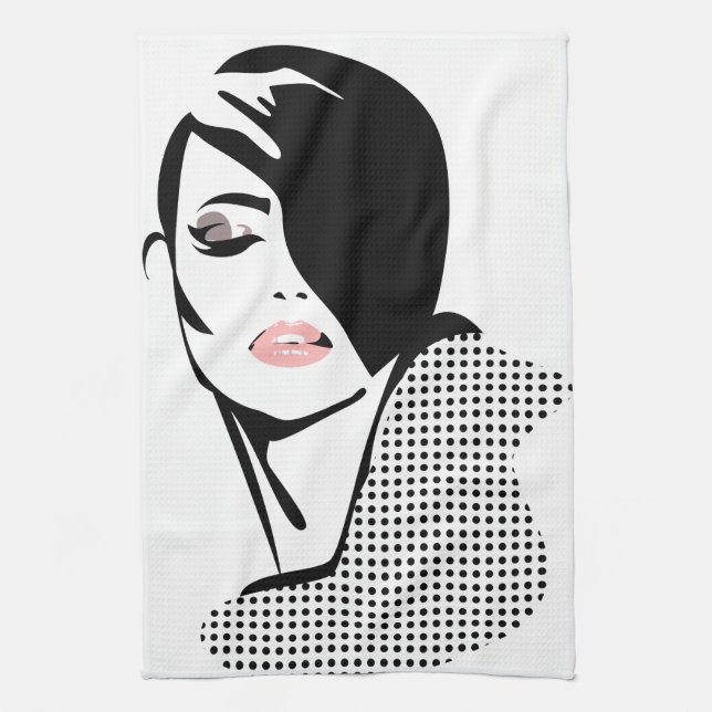 Modern black and white woman portrait minimalist  towel (Vertical)