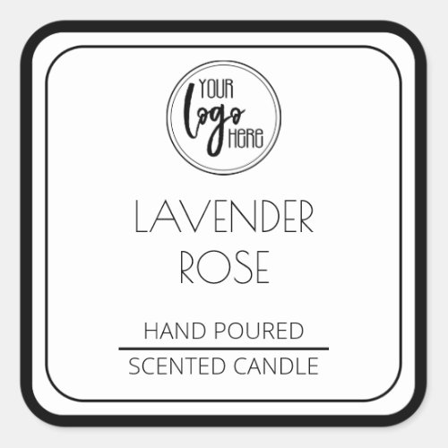 Modern Black And White Your Logo Soy Candle Label