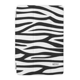 Modern Black and White Zebra Print Personalized iPad Mini Cover