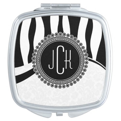 Modern Black And White Zebra Print Stripes Makeup Mirror
