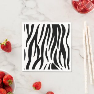 Modern black and white zebra stripes pattern paper napkins