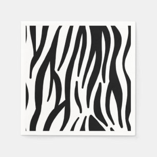 Modern black and white zebra stripes pattern paper napkins
