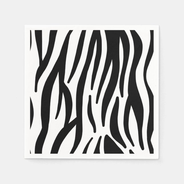 Modern black and white zebra stripes pattern paper napkins (Front)
