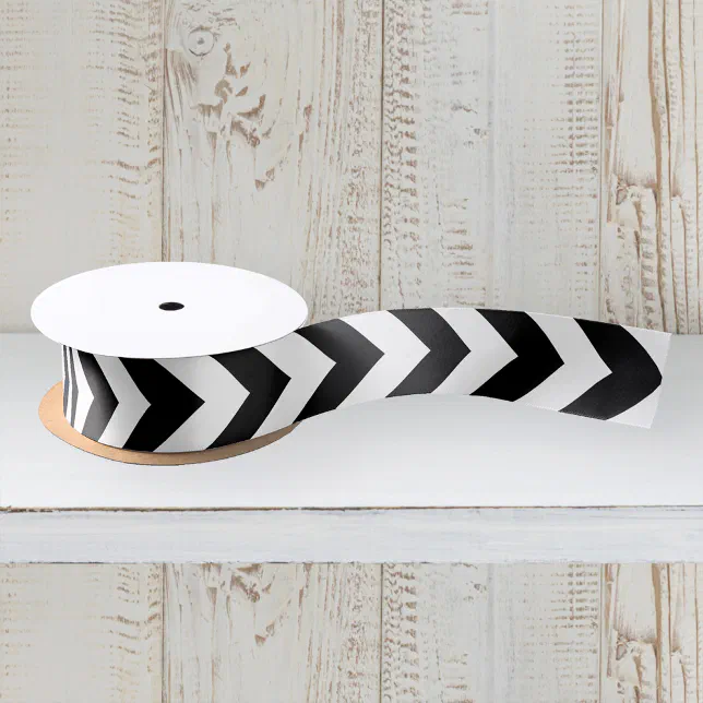 Modern Black and White Zigzag Chevron Pattern Satin Ribbon | Zazzle