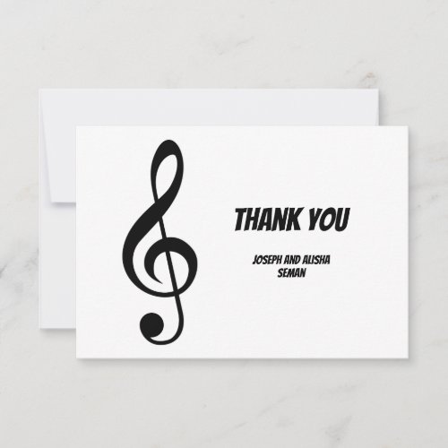 Modern Black and Withe Music Wedding Thank You Card