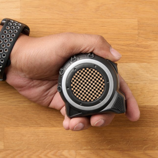 Modern Black and Wood Art Square Pattern Tape Measure (Home)