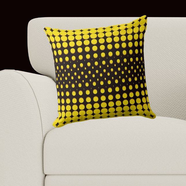 Modern Black and Yellow Halftone Dots Throw Pillow (Modern Black and Yellow Halftone Dots Throw Pillow)
