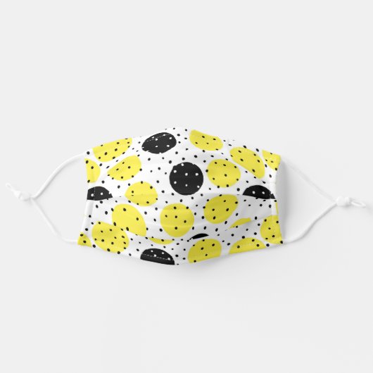 Modern Black And Yellow Polka Dots Adult Cloth Face Mask (Front, Unfolded)