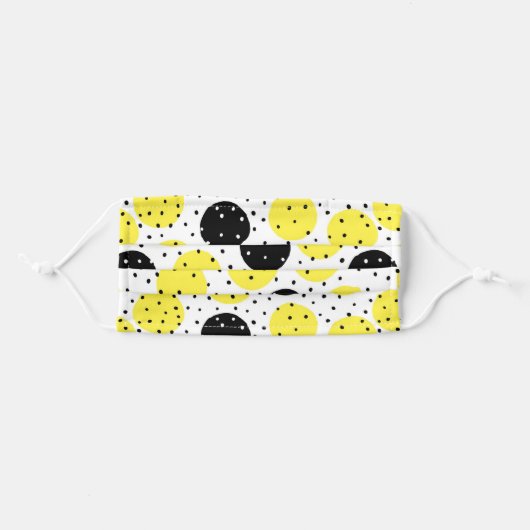 Modern Black And Yellow Polka Dots Adult Cloth Face Mask (Front, Folded)