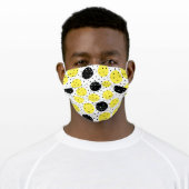 Modern Black And Yellow Polka Dots Adult Cloth Face Mask (Worn)