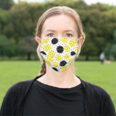 Modern Black And Yellow Polka Dots Adult Cloth Face Mask (Outside)