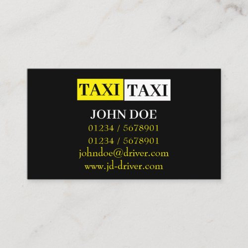 Modern Black and Yellow Taxi Business Card